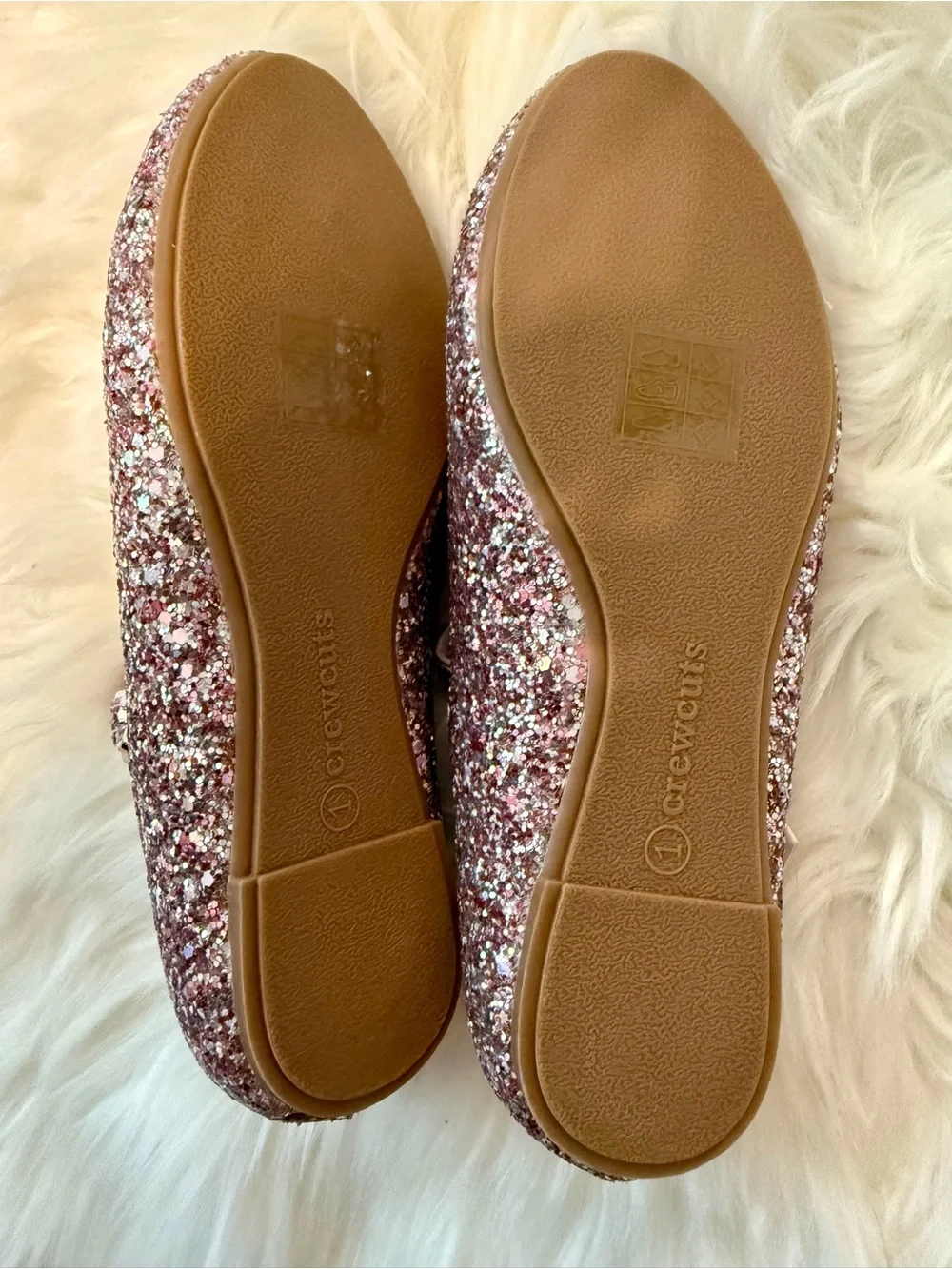 J. Crew Crewcuts Girls' Pink Glitter Mary Jane Shoes Size 1